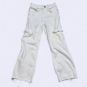 ZARA White Cargo Jeans Kids 11/12 Utility Y2K